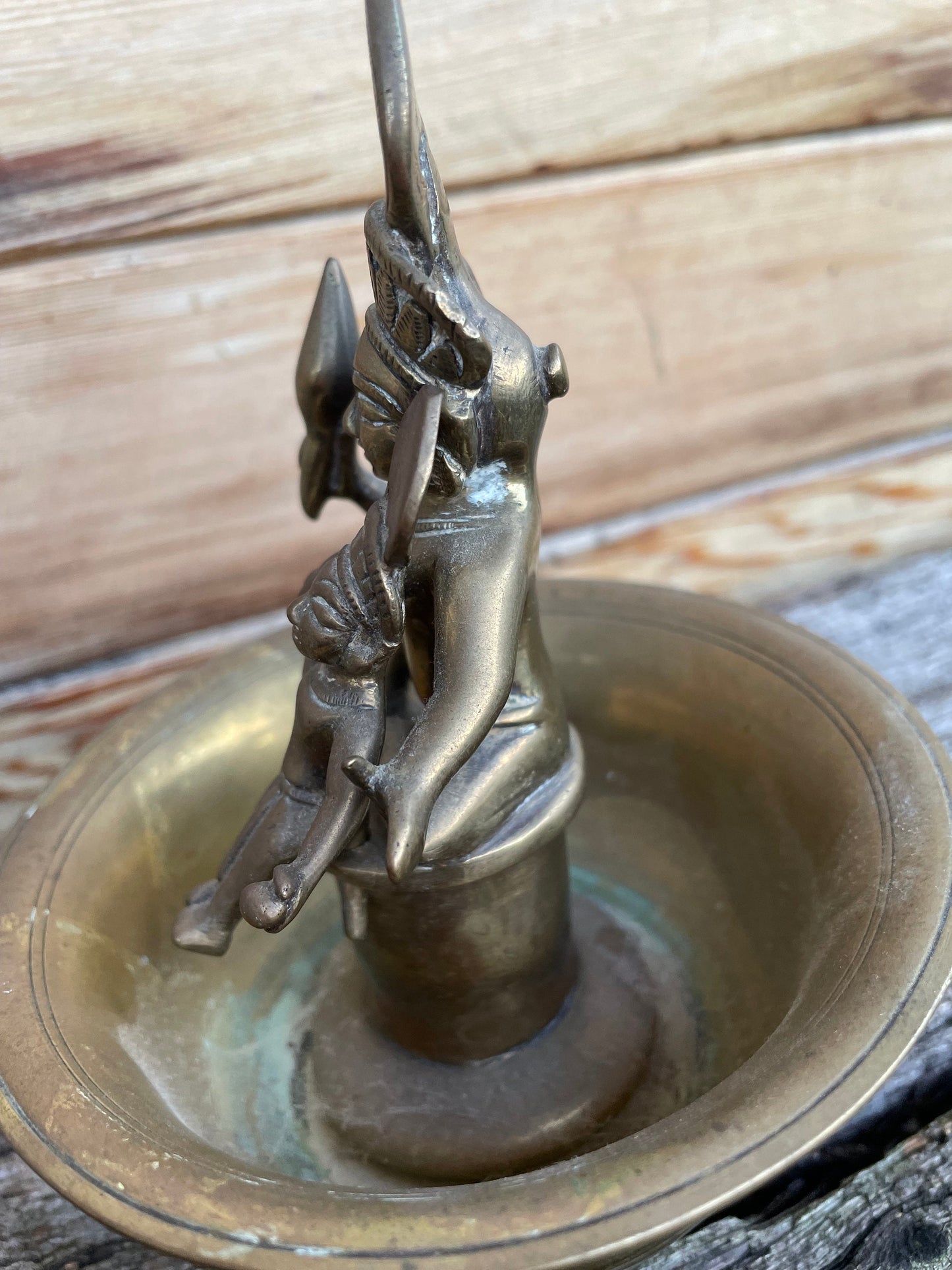 A 19th Century Indian Buddhist Brass Representation of Vasudeva and His Son, Krishna 14cm tall