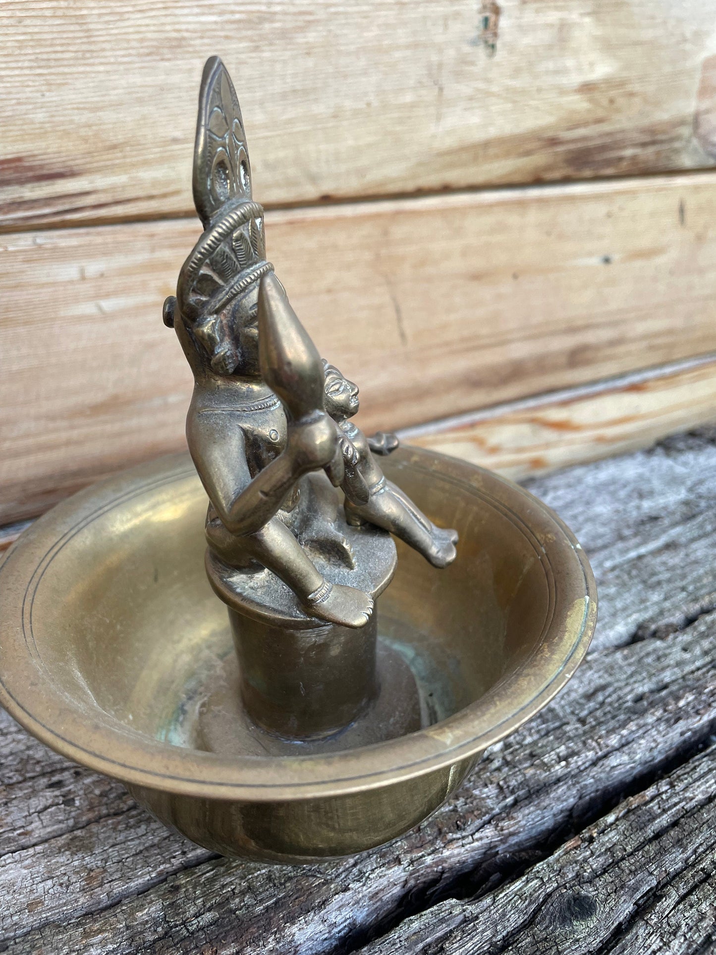 A 19th Century Indian Buddhist Brass Representation of Vasudeva and His Son, Krishna 14cm tall