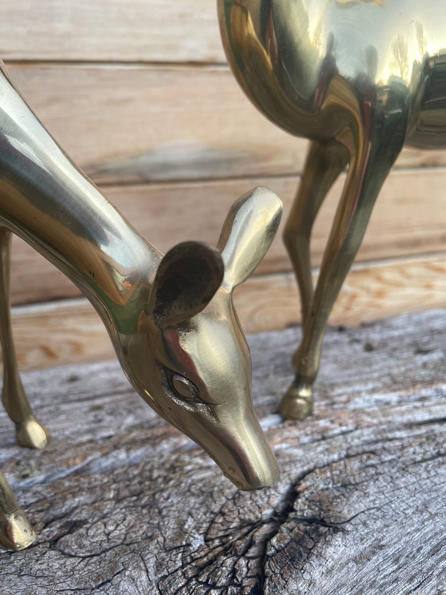 A Pair of Brass Reindeers Largest 34cm Tall