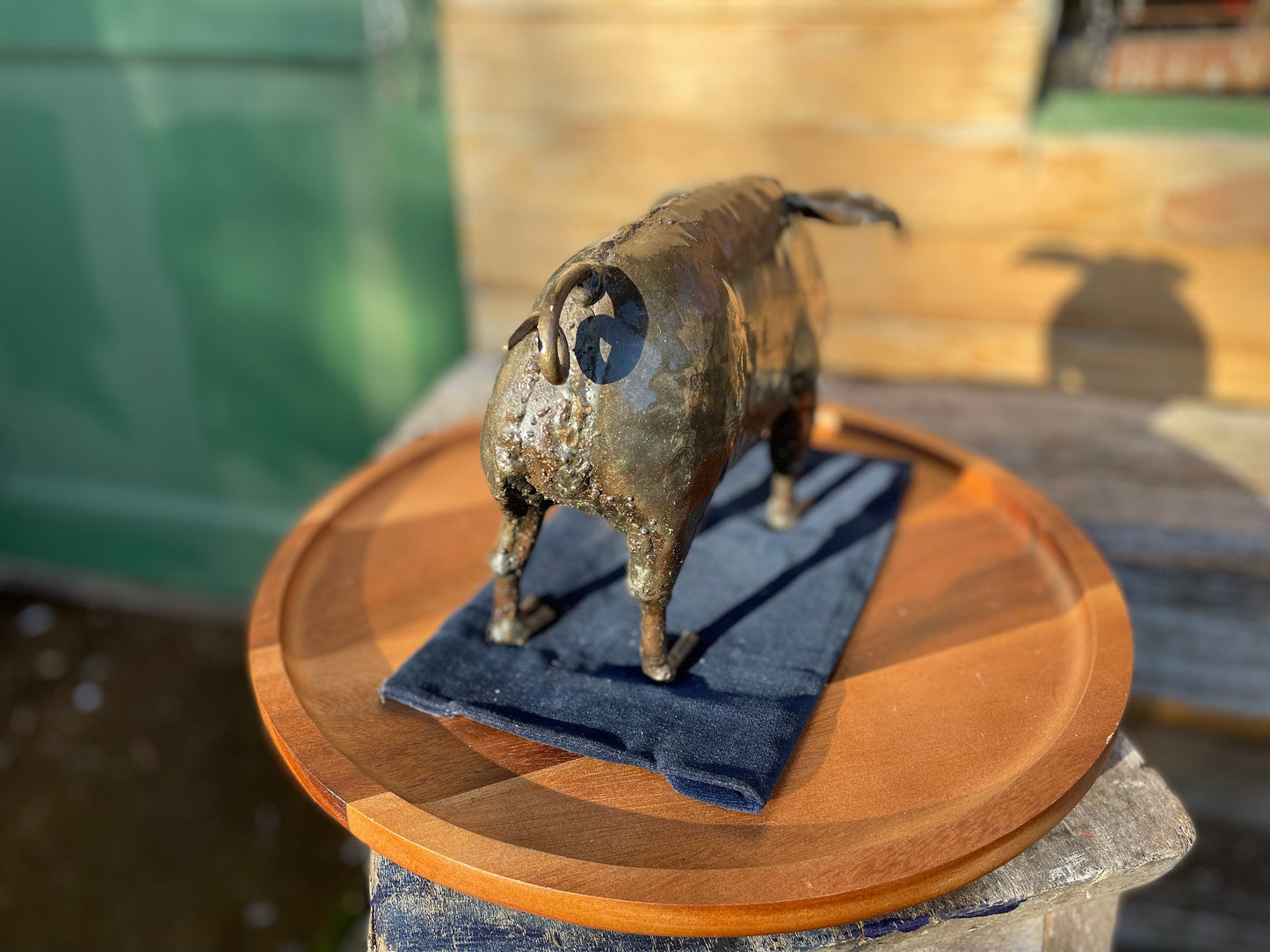 A Good Sized Hand Made Metal Hansom Looking Pig Sculpture for You to Adopt 32cm Long