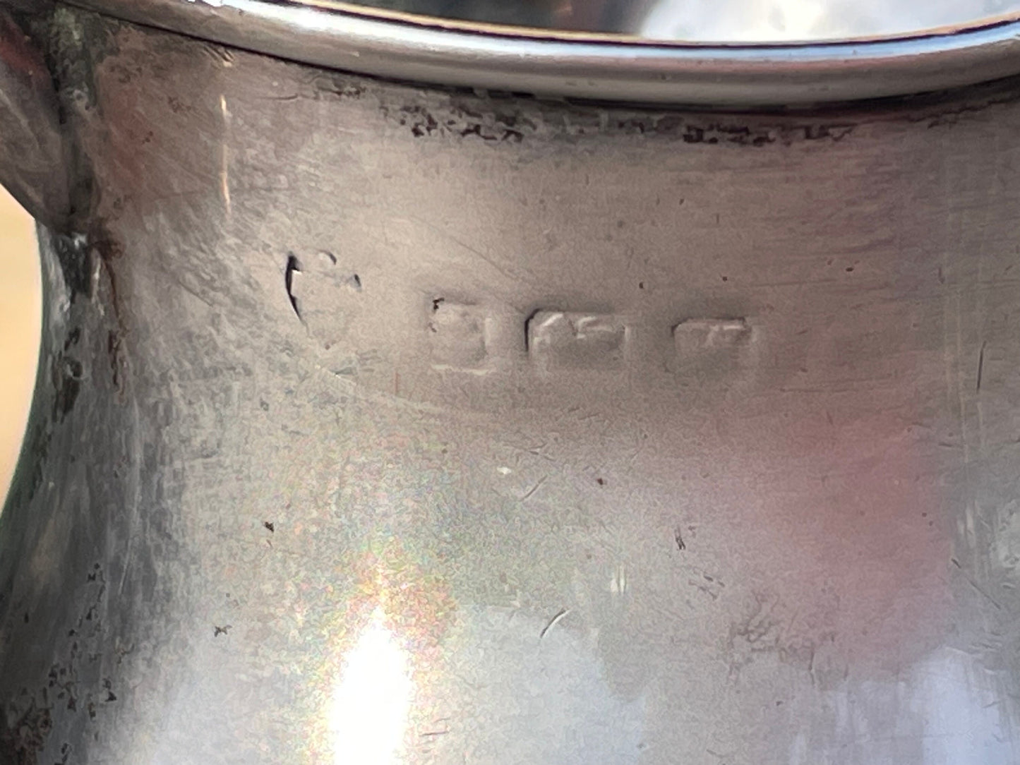 A Small Solid Silver Cream Jug Made in Birmingham 1921 (very rubbed Assay marks) 9cm Tall -81grams