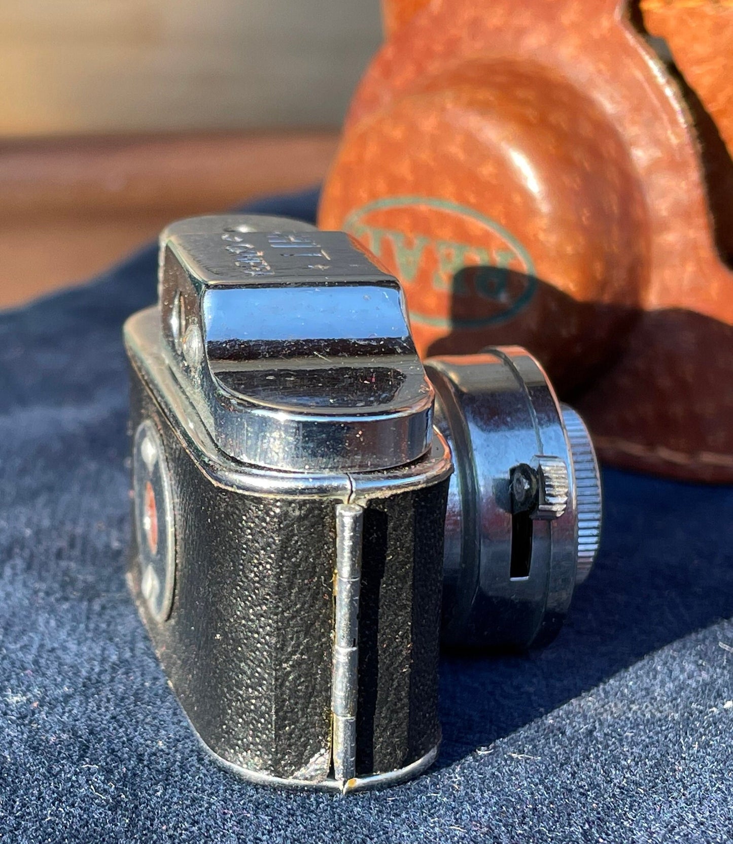 Miniature HIT Spy Camera in Original Leather Case - Camera 5.5cm Wide