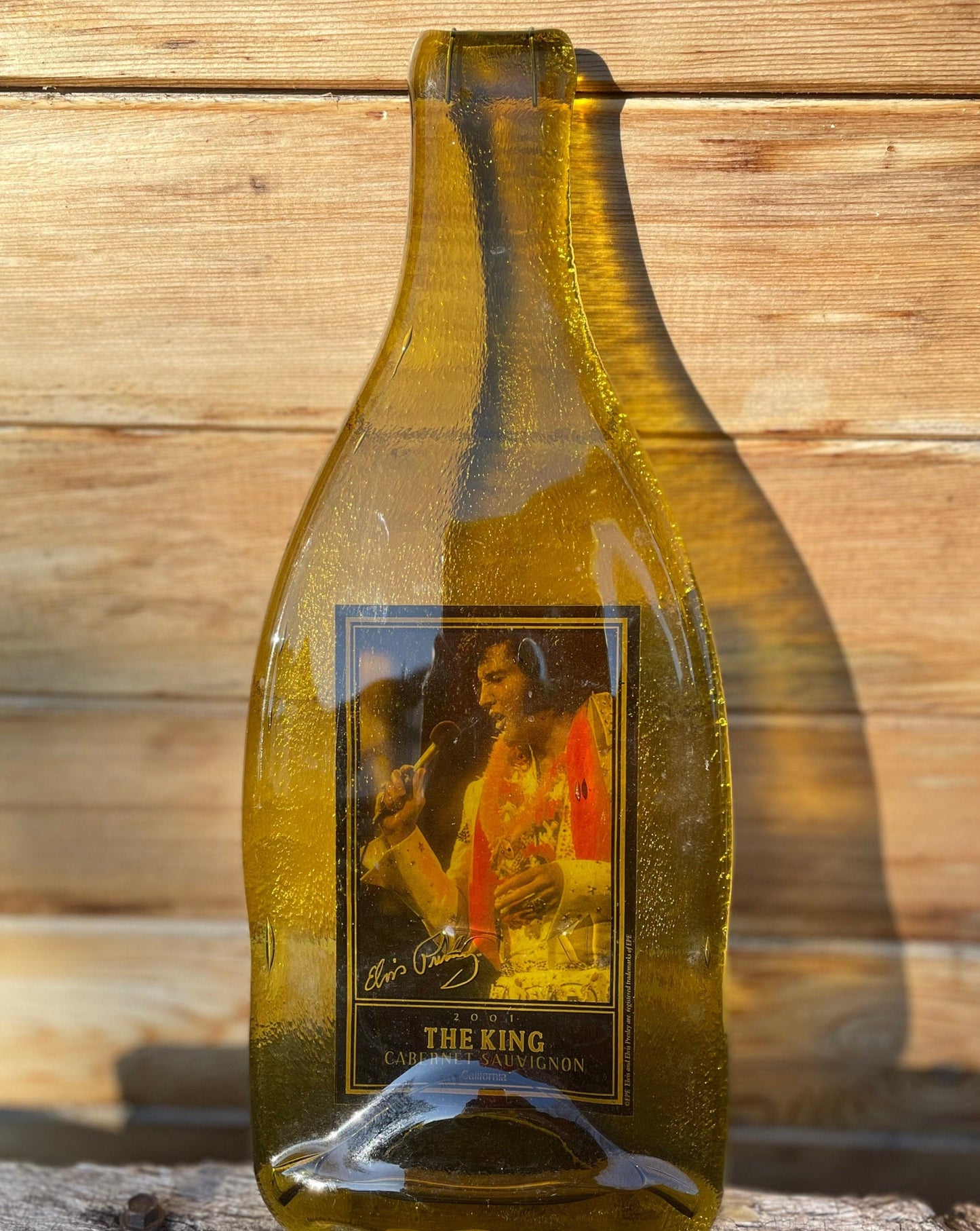 A Piece of Vintage Elvis Presley Memorabilia - Elvis captured in a 2001 The King Cabernet Sauvignon California wine bottle - 31cm tall