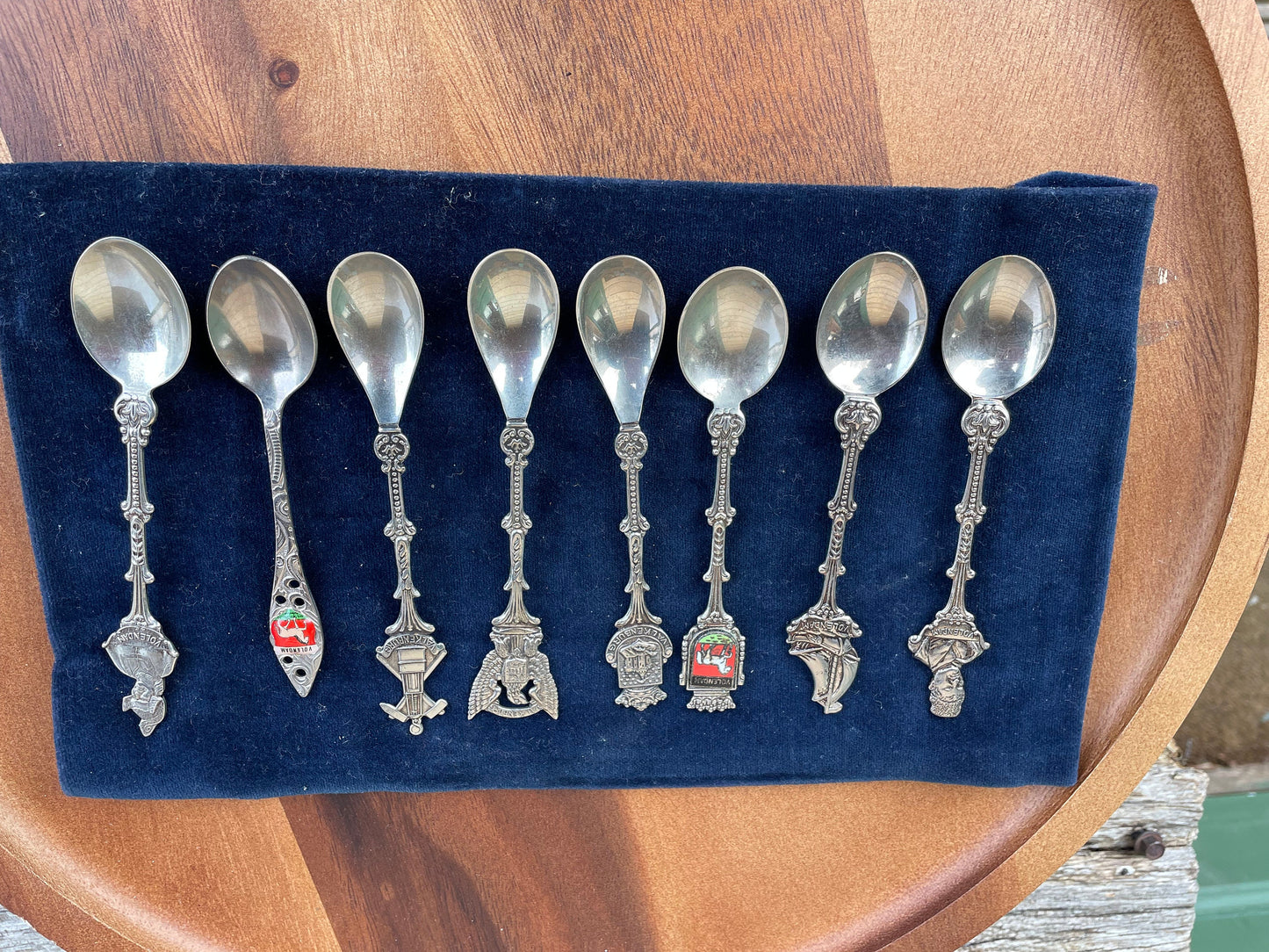 Eight Vintage Dutch Souvenir Silver Plate Tea Spoons From, Volendam and Valkenburg - Average 12cm Long