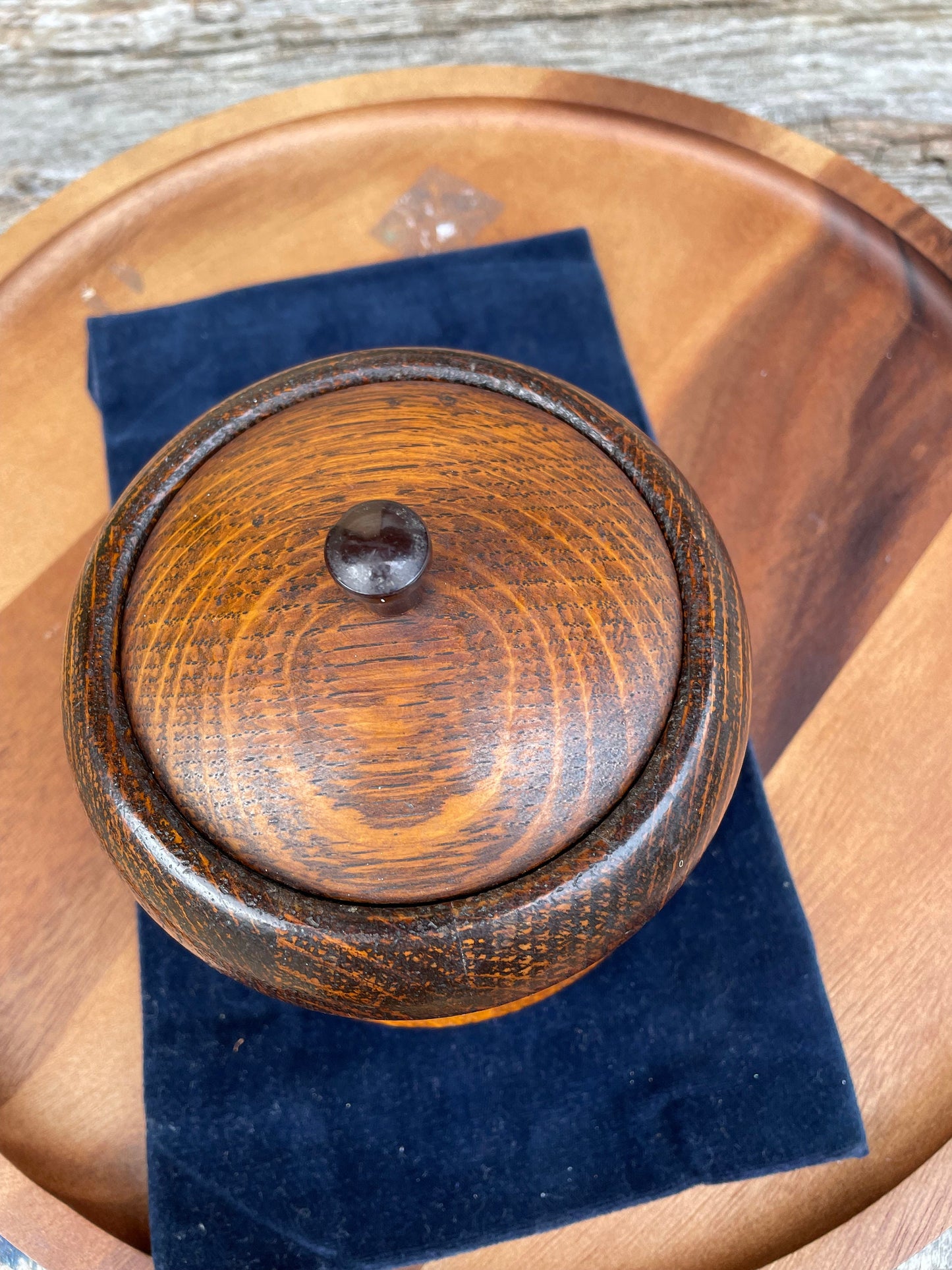 A Tea/Tobacco Caddy in The Form of a Well Patinated Apple with Bakelite Stalk/Handle 12cm diameter c1890