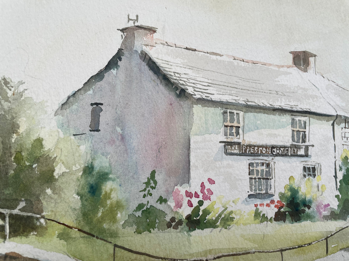 A Signed Original Unframed Hand Painted Watercolour Depicting the Preston Gate Inn, Bude, Cornwall by Beth Altabas - 1988- 38x28cm
