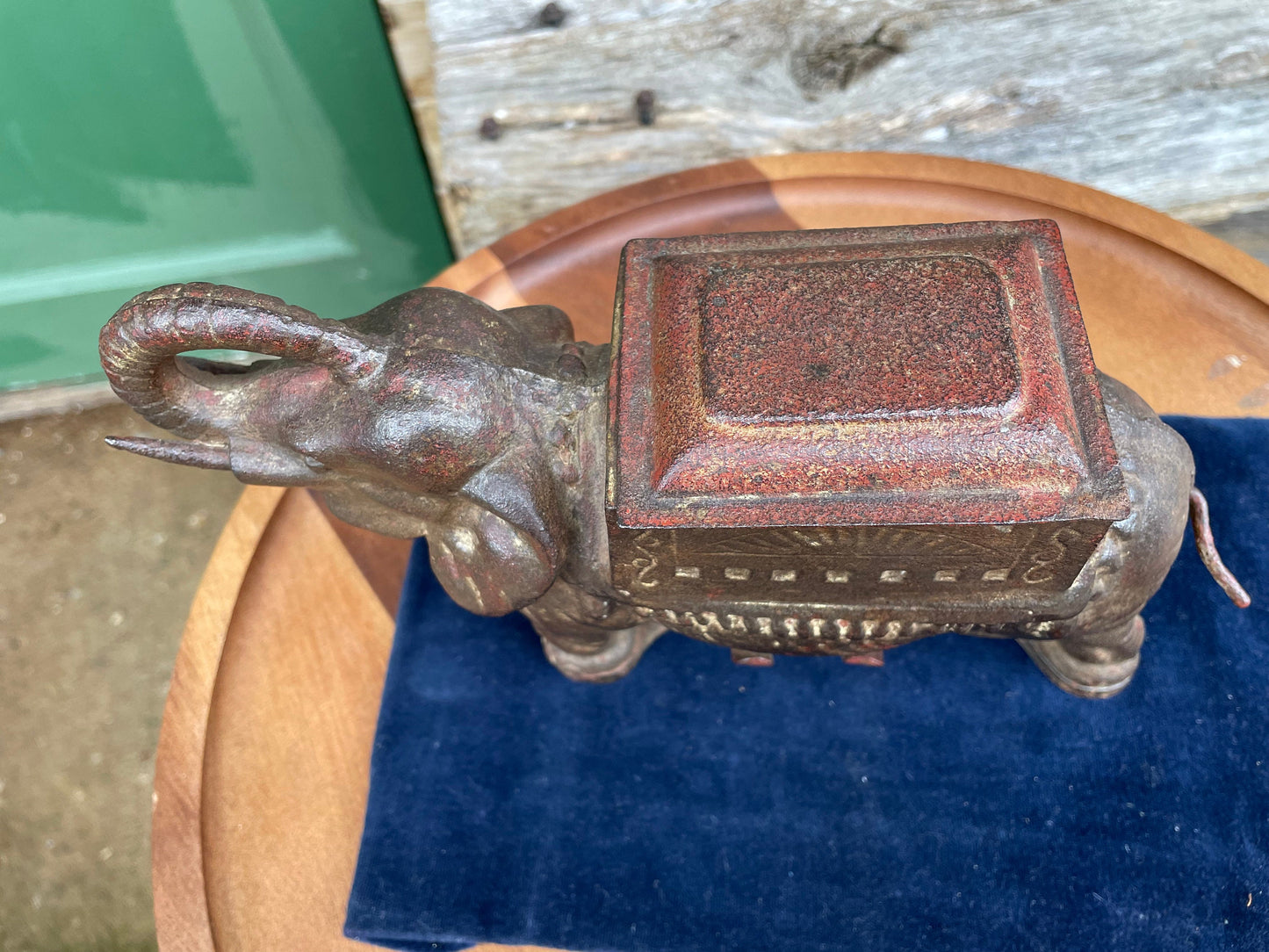 A Cast Iron Victorian Novelty Elephant Cigarette Dispenser c1890 - 23 cm Long - 1.8kg