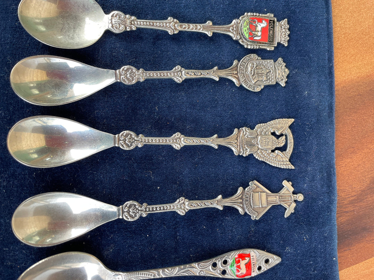 Eight Vintage Dutch Souvenir Silver Plate Tea Spoons From, Volendam and Valkenburg - Average 12cm Long