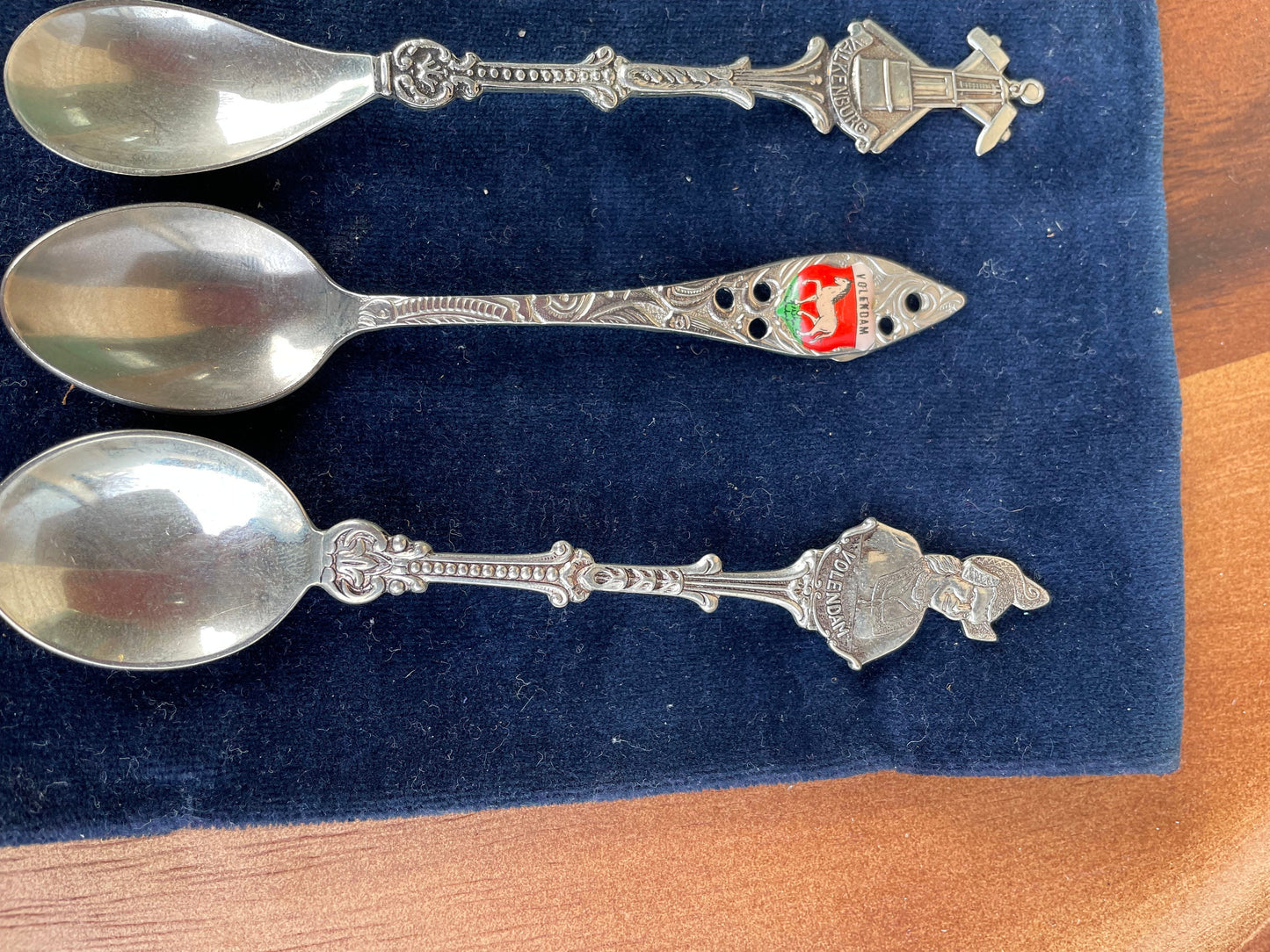 Eight Vintage Dutch Souvenir Silver Plate Tea Spoons From, Volendam and Valkenburg - Average 12cm Long