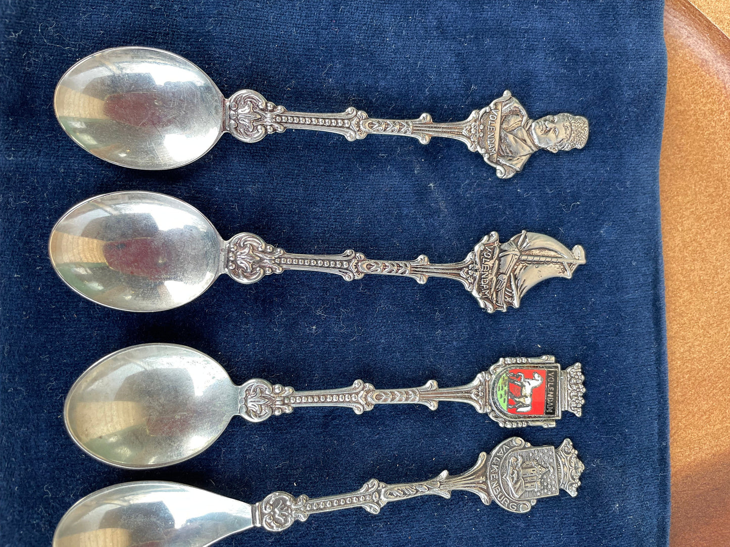 Eight Vintage Dutch Souvenir Silver Plate Tea Spoons From, Volendam and Valkenburg - Average 12cm Long