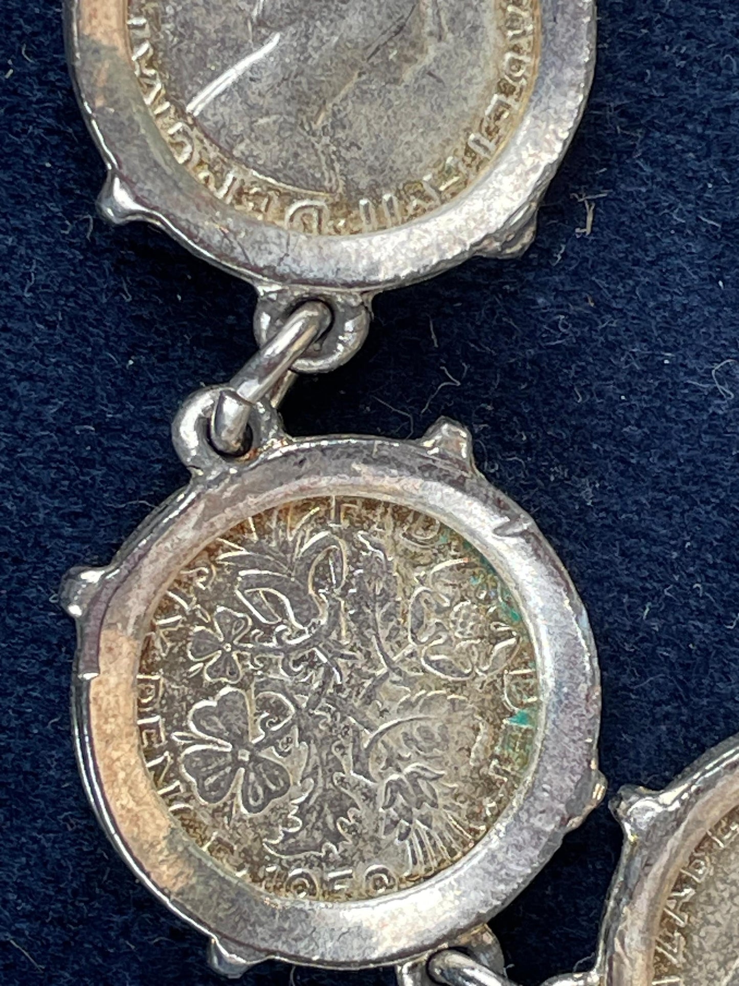A Child's Charm Bracelet Made From Six Old Sixpence Coins 50's and 60's