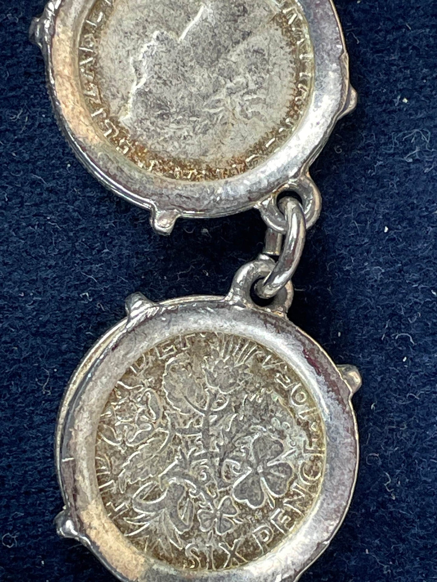 A Child's Charm Bracelet Made From Six Old Sixpence Coins 50's and 60's