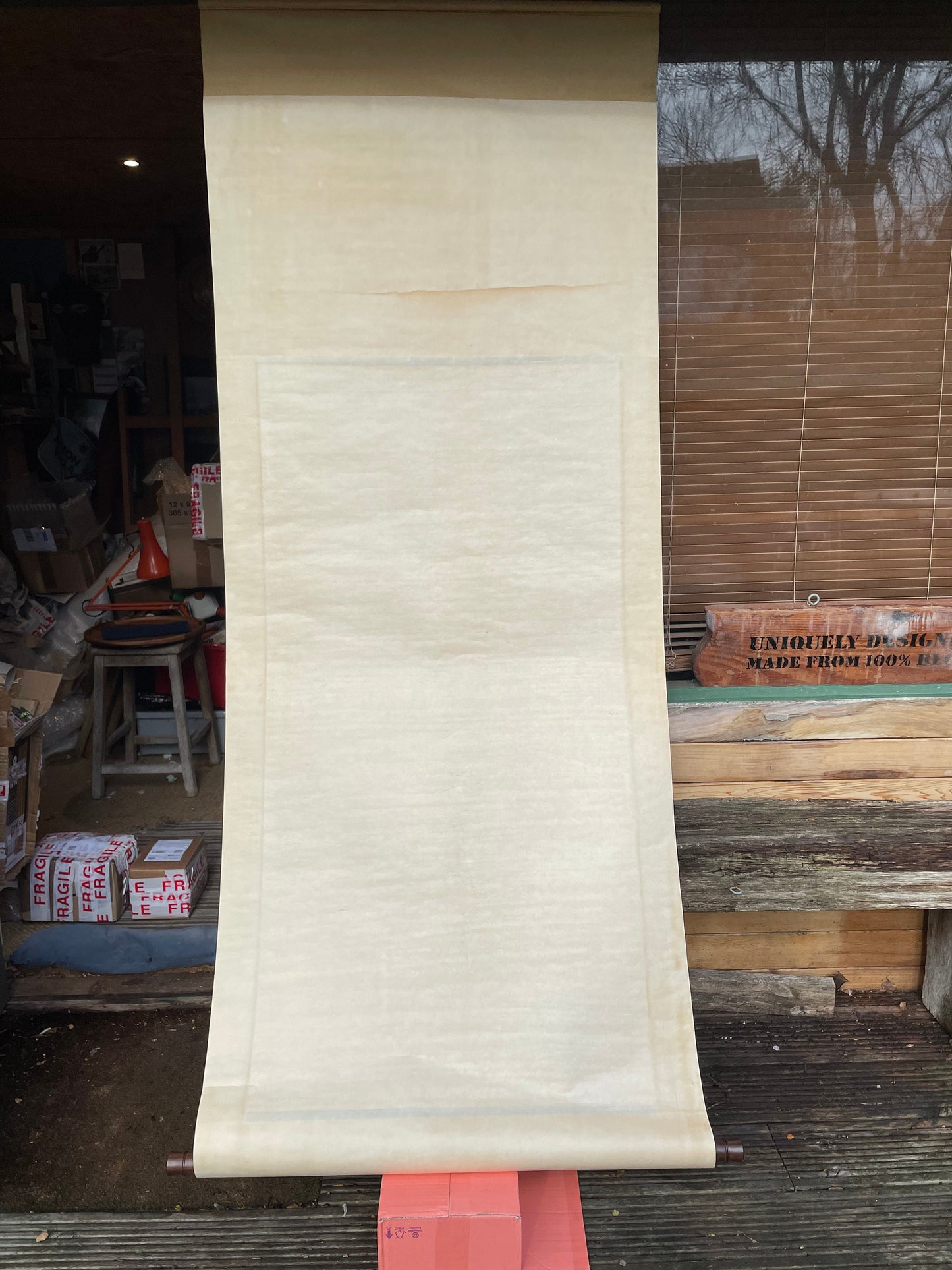 Chinese Hand Painted Scroll, Beauty Walking, Vintage Asian Wall Art 63×123cm