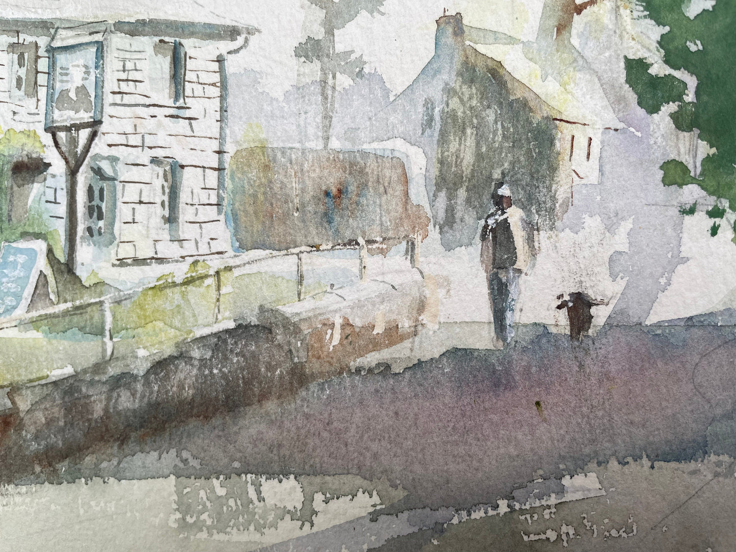A Signed Original Unframed Hand Painted Watercolour Depicting the Preston Gate Inn, Bude, Cornwall by Beth Altabas - 1988- 38x28cm