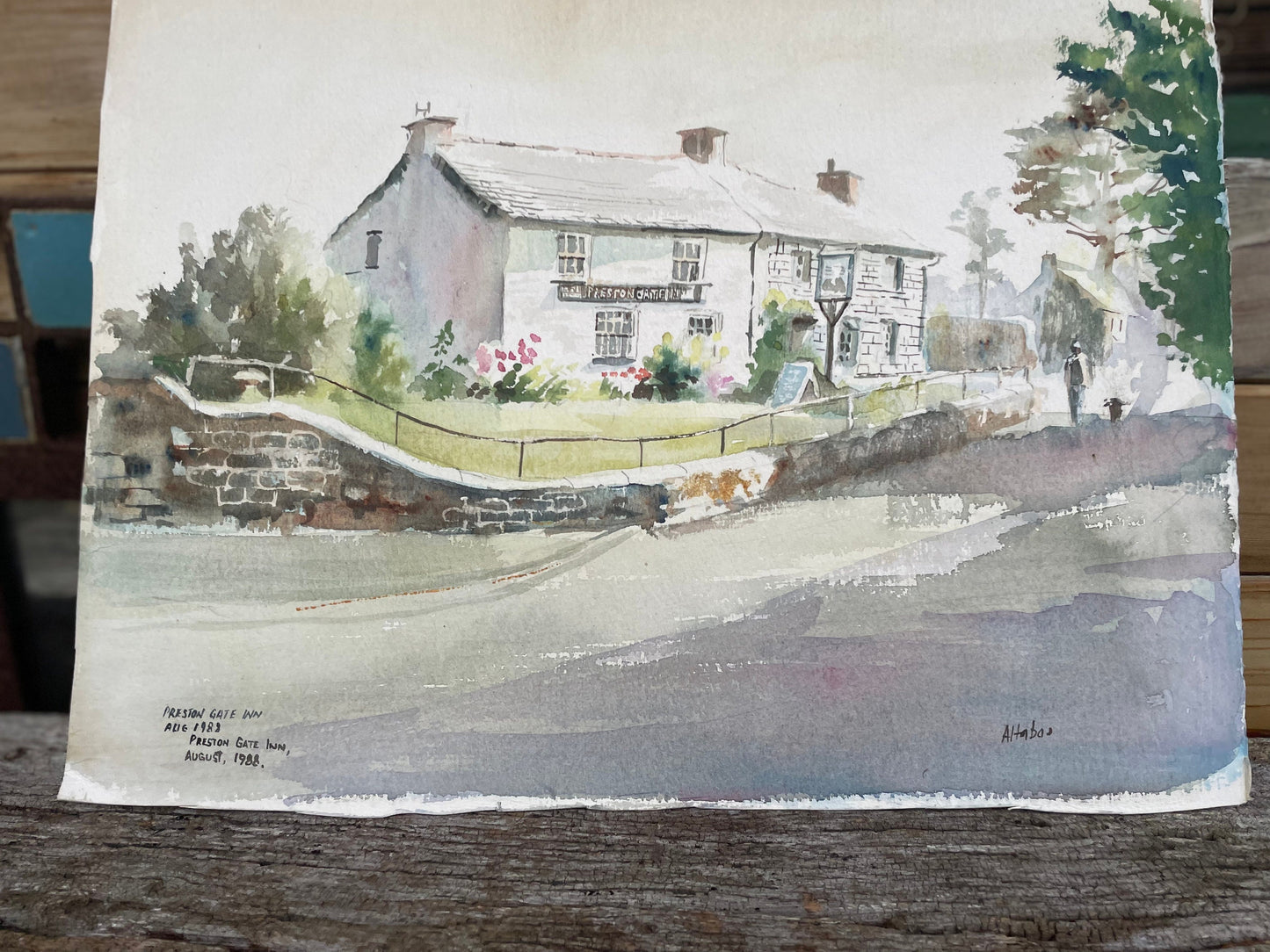 A Signed Original Unframed Hand Painted Watercolour Depicting the Preston Gate Inn, Bude, Cornwall by Beth Altabas - 1988- 38x28cm