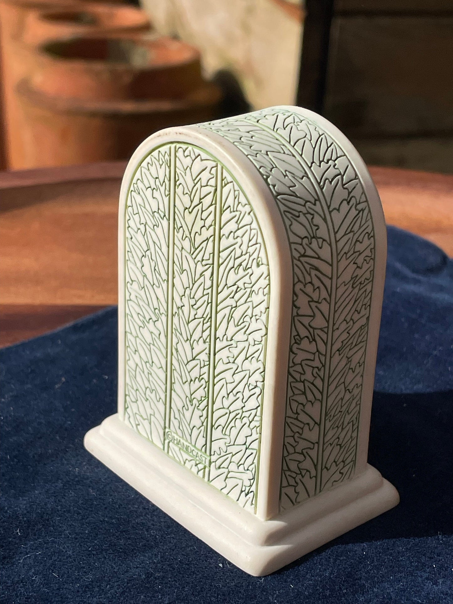 A miniature ceramic art nouveau style Mantel Clock 8cm tall