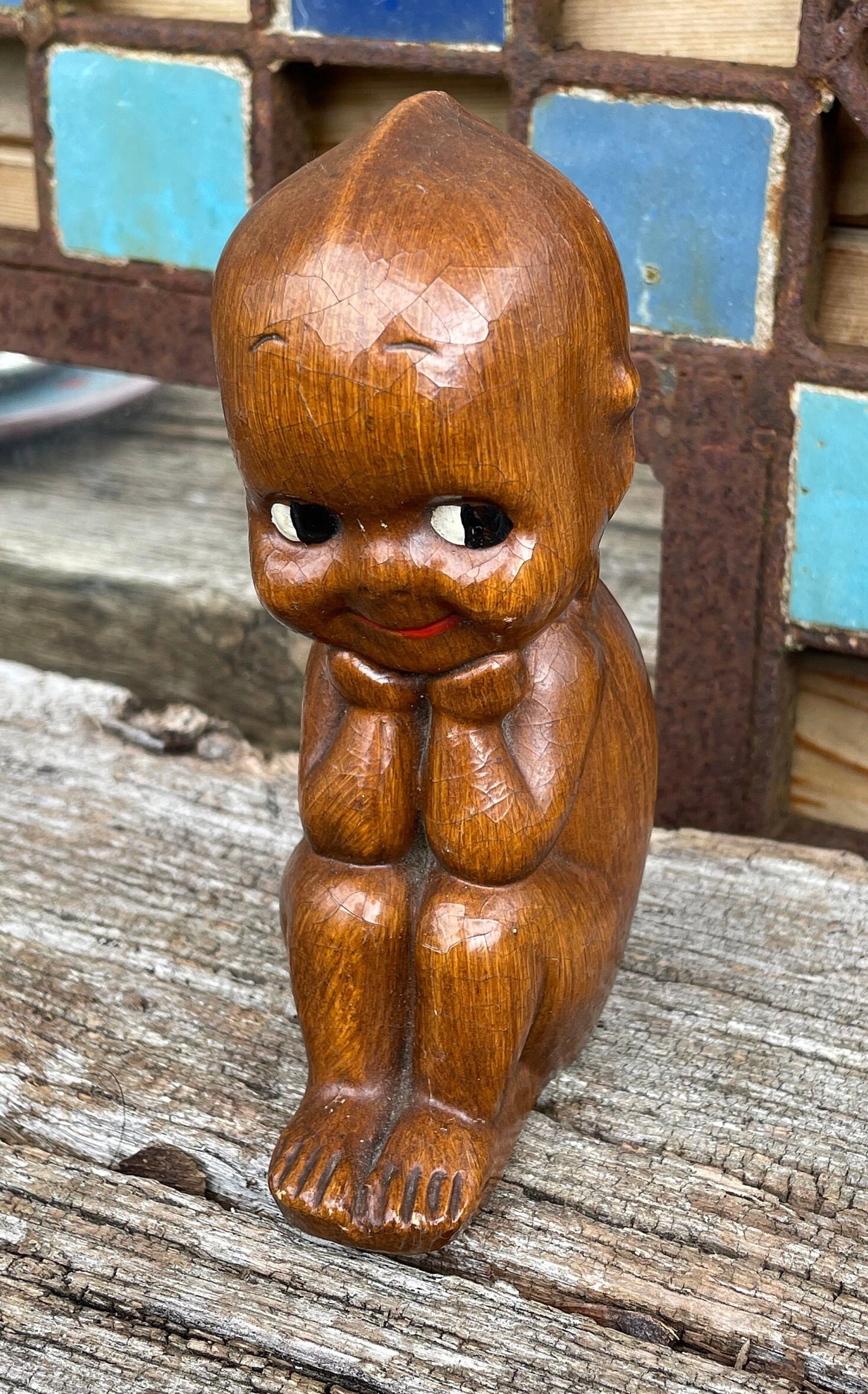 A Vintage Italian 1950's wooden Kewpie Doll by Alberto Lena No.125 14cm tall