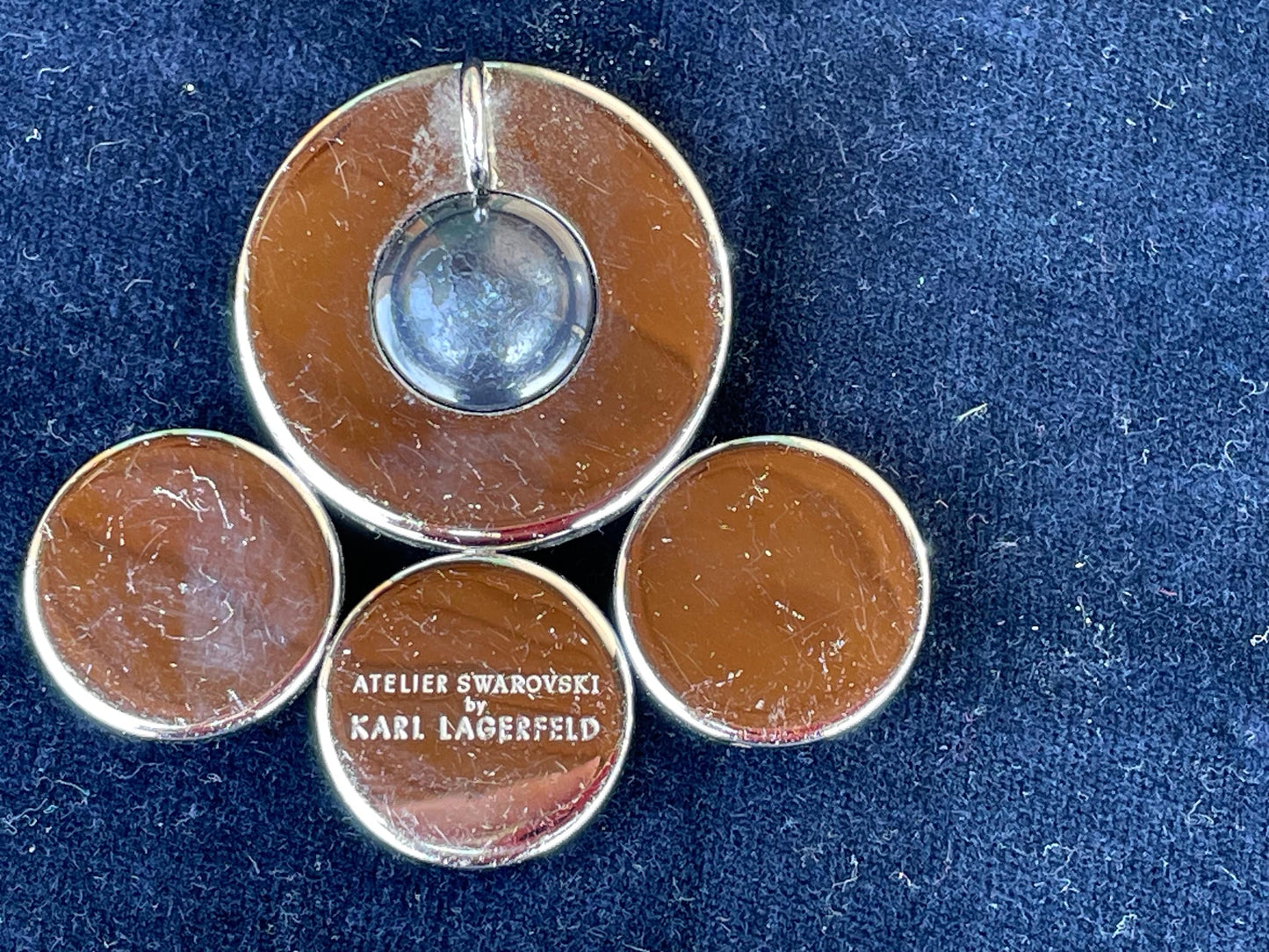 Atelier Swarovski Karl Lagerfeld Pendant – Vintage Crystal & Cabochon Couture Necklace Charm, Collectible Designer Jewellery 55mm