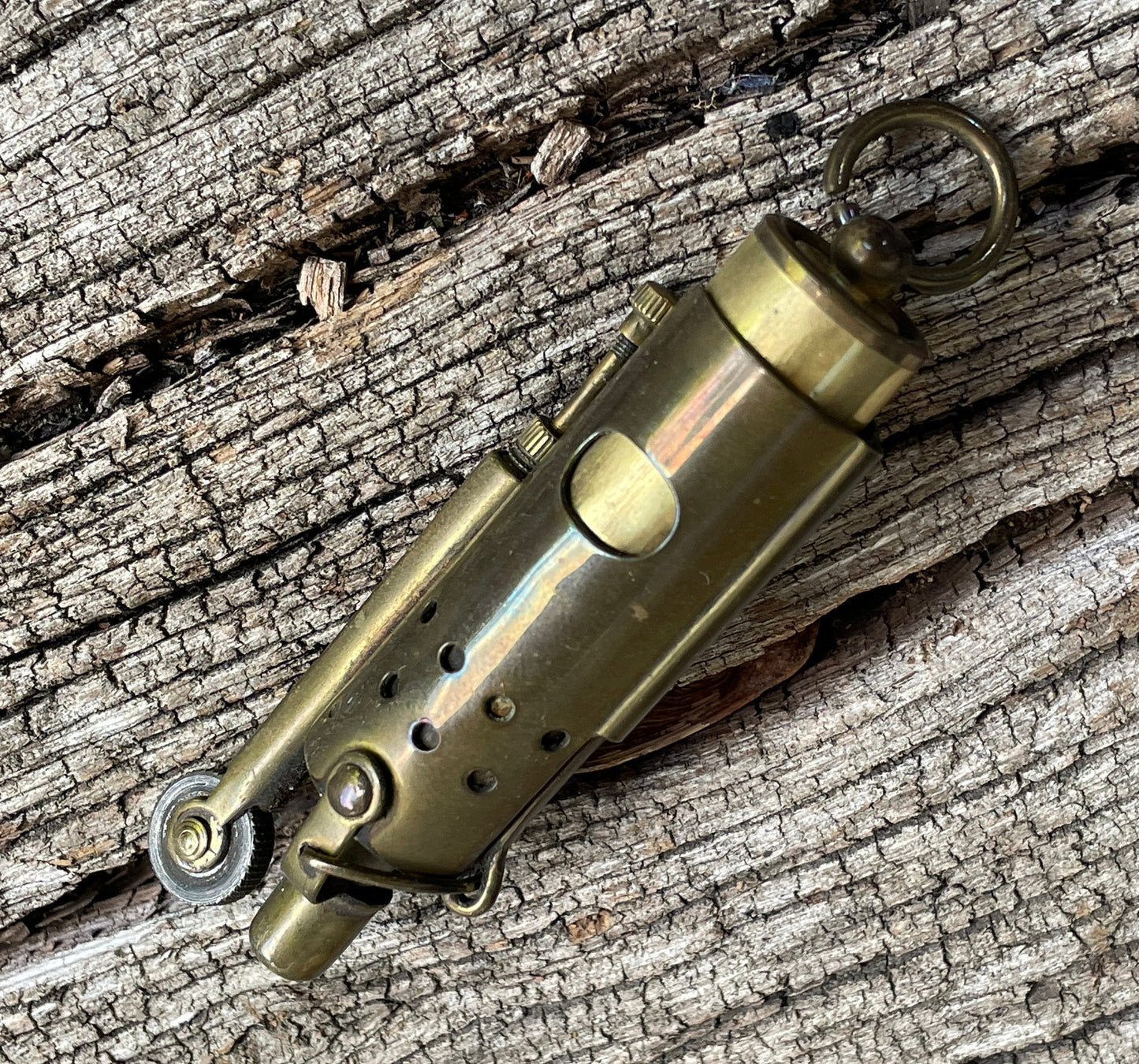 WW1 German Austrian flip top JMCO windproof brass trench fuel lighter