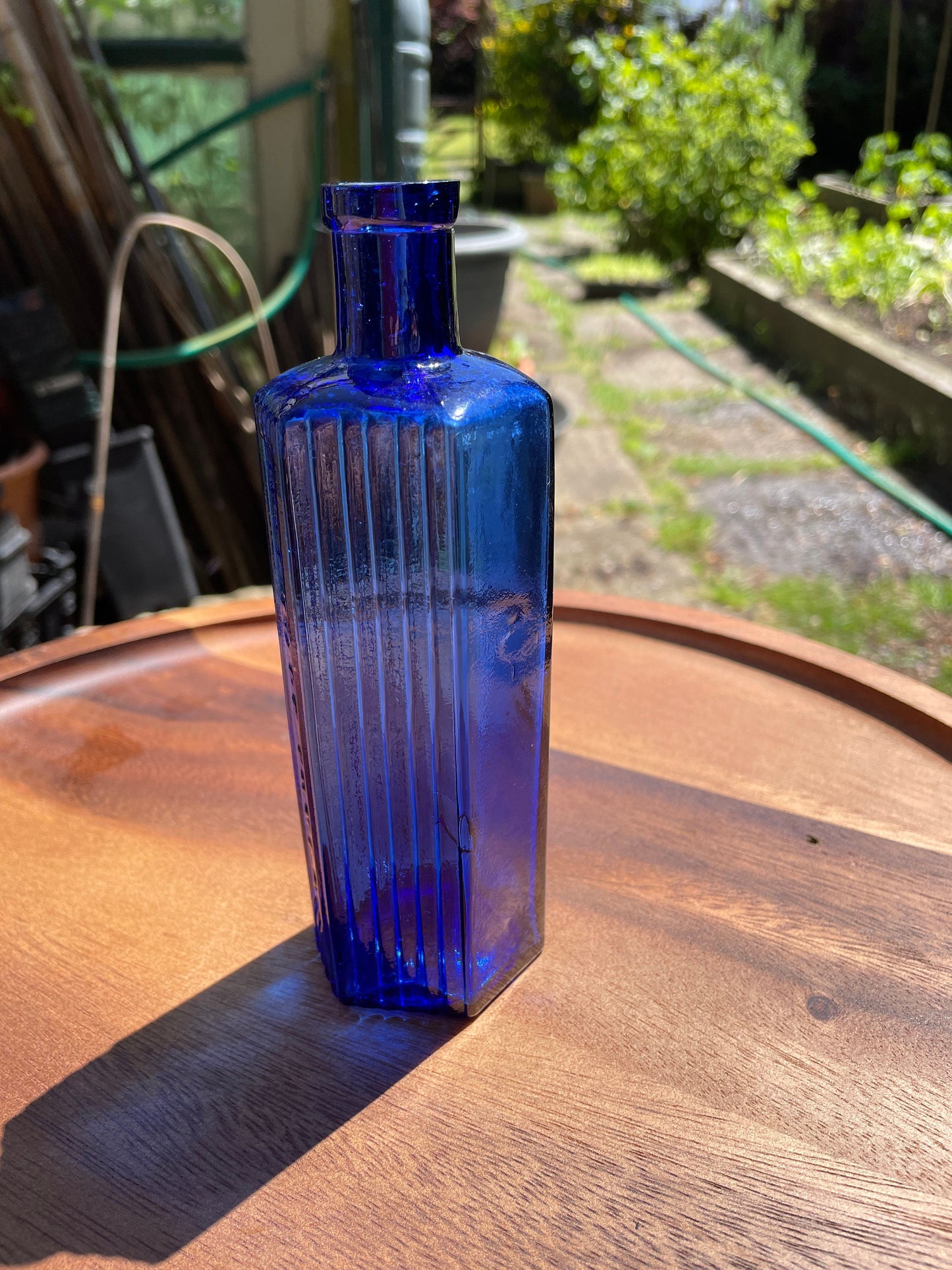 Victorian 6oz Cobalt blue Hexagonal Not to be Taken Poison bottle c1890s - 16cm tall
