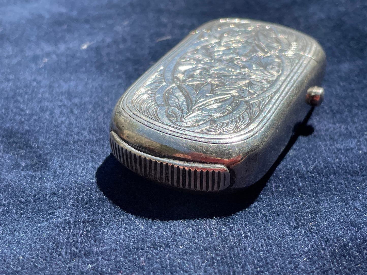 Victorian solid silver vesta case Birmingham 1878 by George Unite - clear hallmarks - good example
