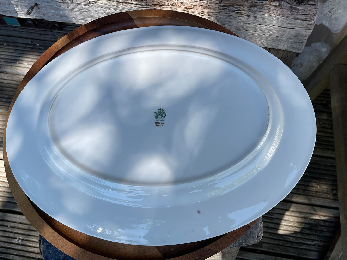 Bone China Aynsley Embassy Cobalt gilt decorated large serving platter 40cm wide excellent condition