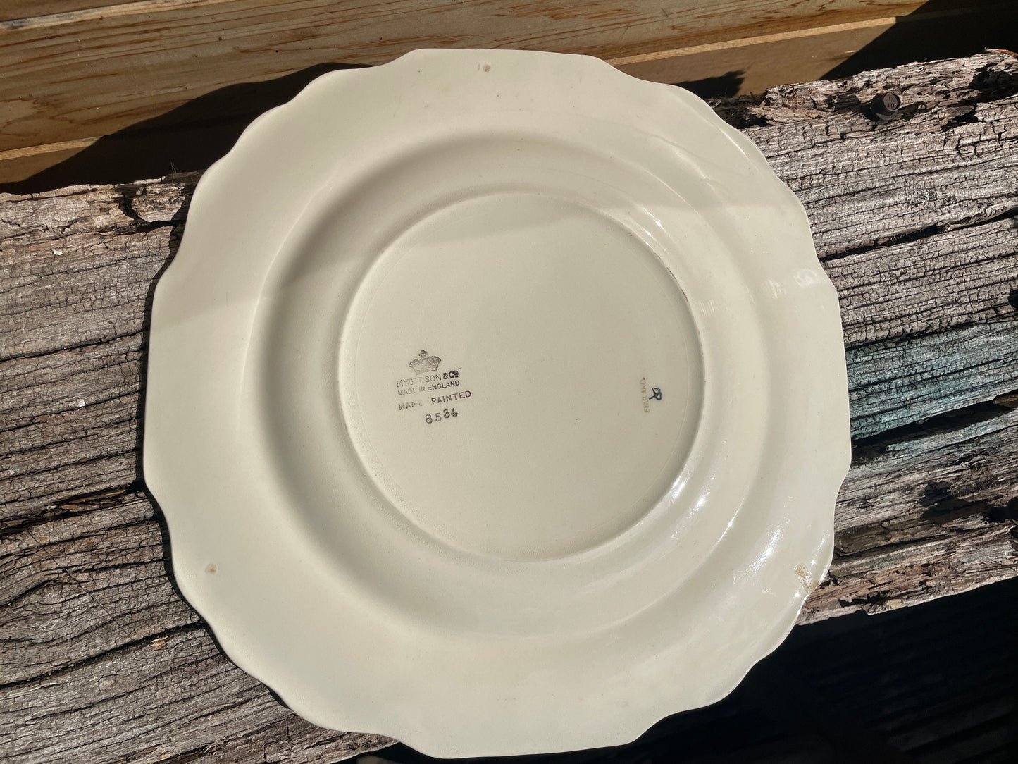 Myott Son & Co. hand painted feathered edge salad plate ref no. 8534