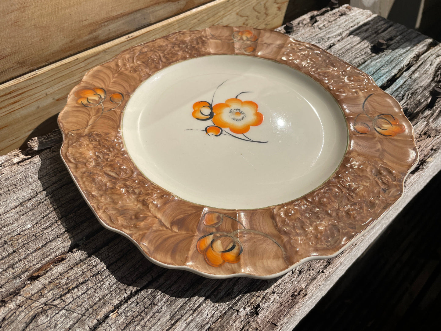 Myott Son & Co. hand painted feathered edge salad plate ref no. 8534