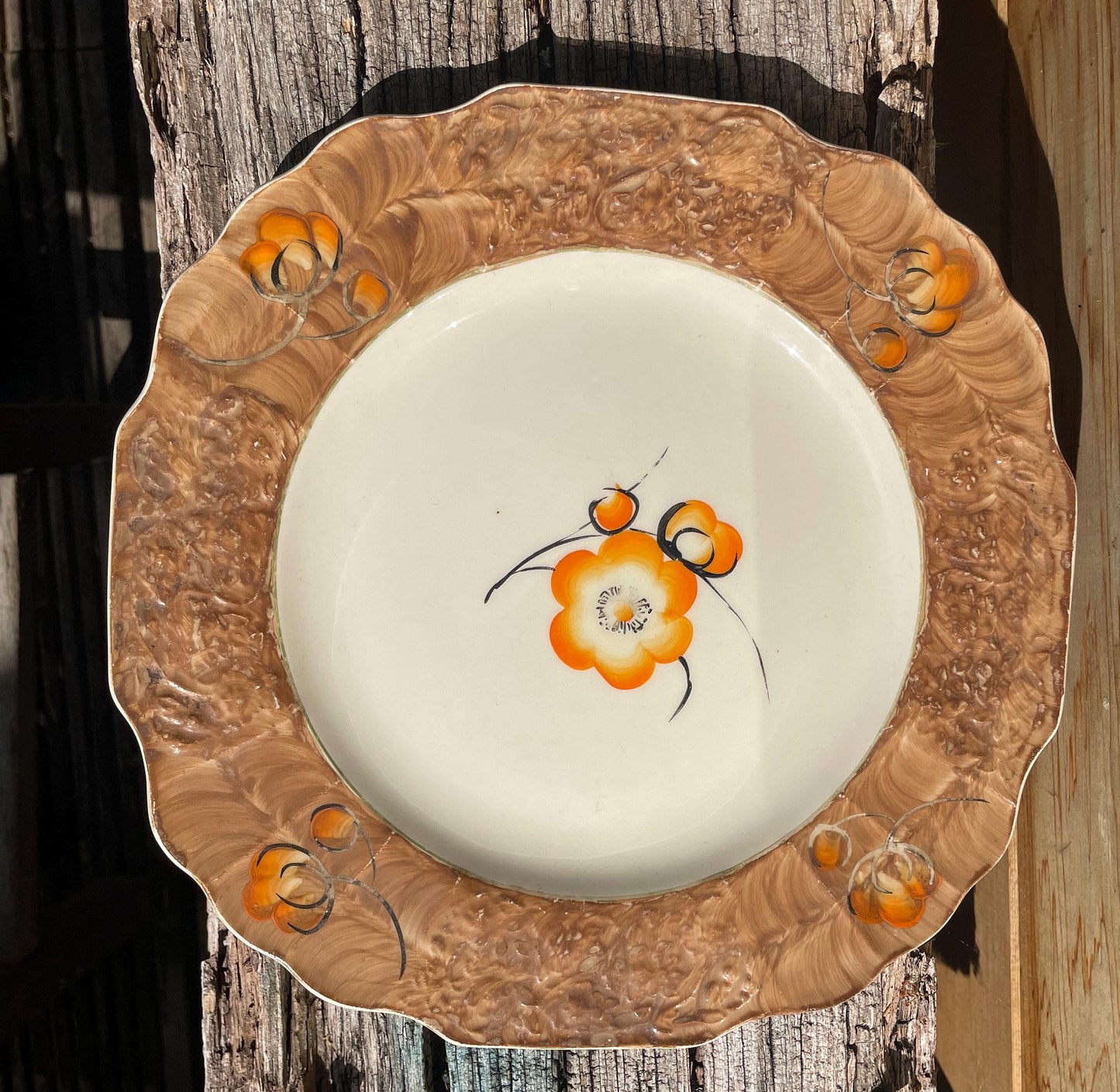 Myott Son & Co. hand painted feathered edge salad plate ref no. 8534