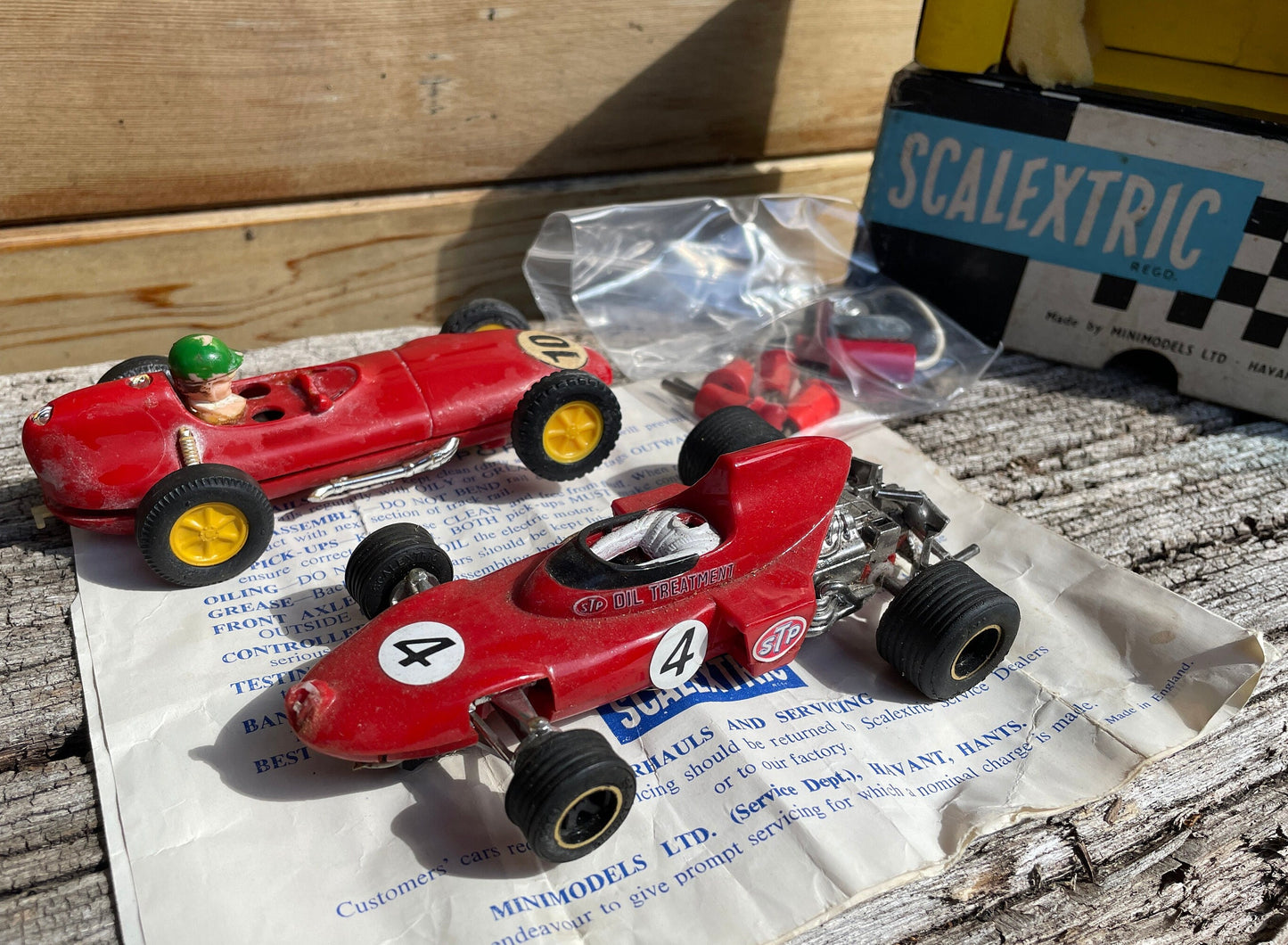 Triang Lotus MMC54 and March Ford C026 Scalextric model racing cars