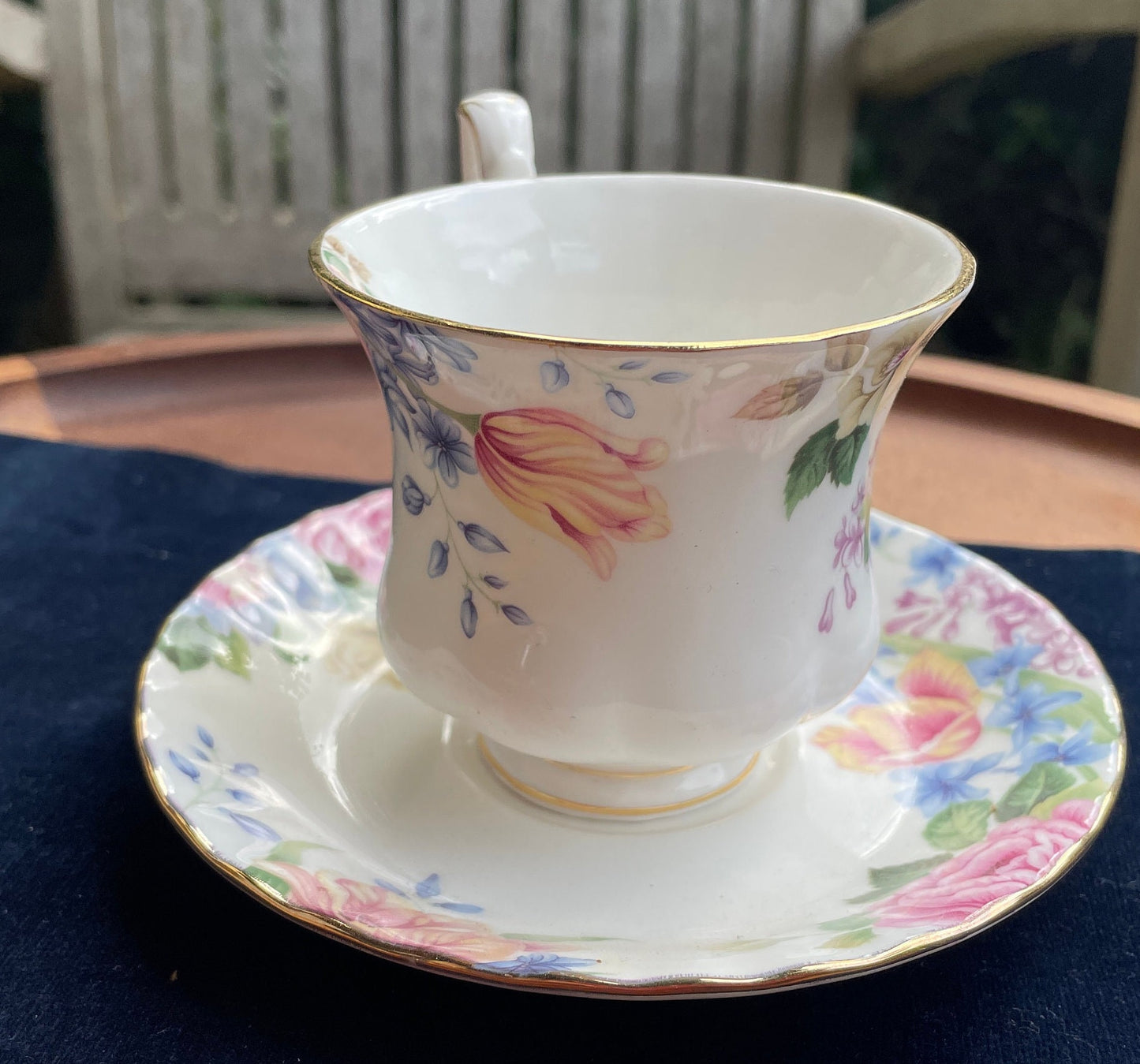 Vintage Royal Albert Beatrice design Bone China tea cup and saucer Made in England