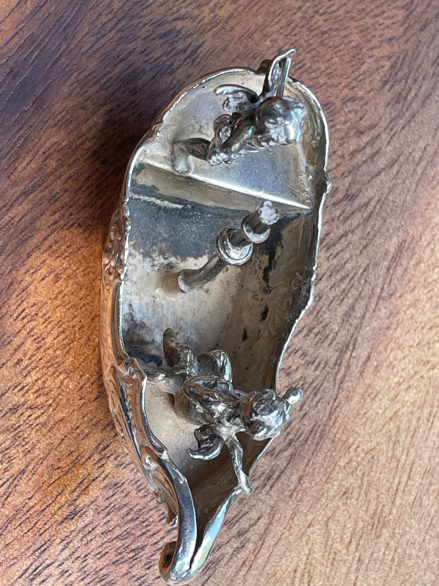 19th century Dutch silver model of two sailing cherubs - Chester 47g, 8cm wide