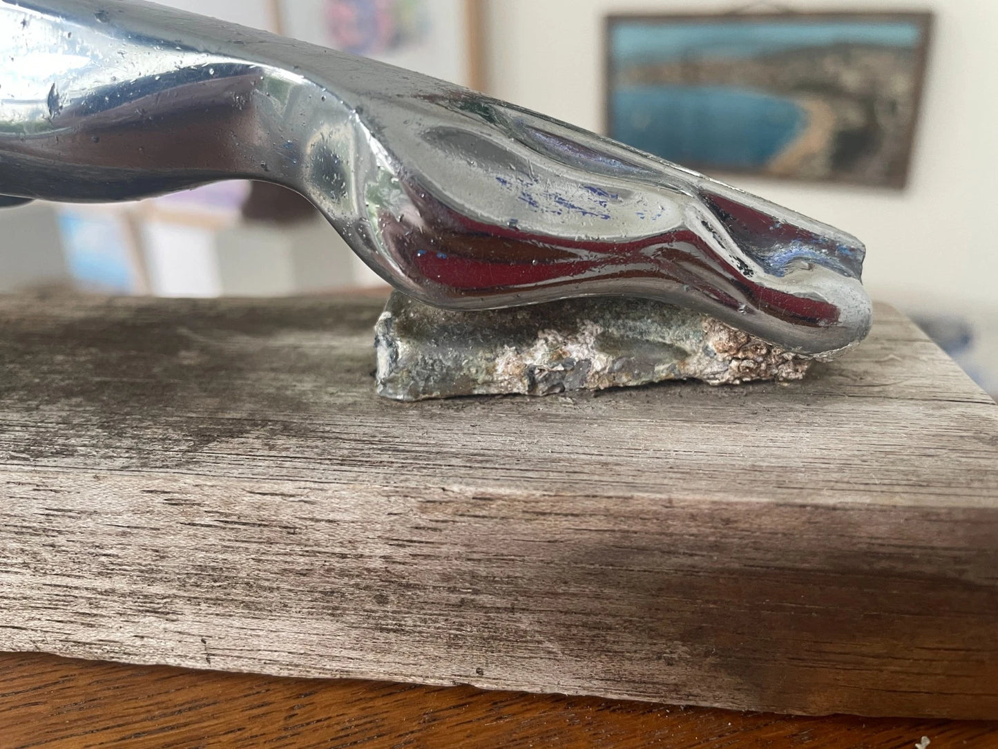 Vintage Jaguar Leaper Mascot – Chrome Bonnet Ornament with Registered Design Stamp (c.1950s–60s)