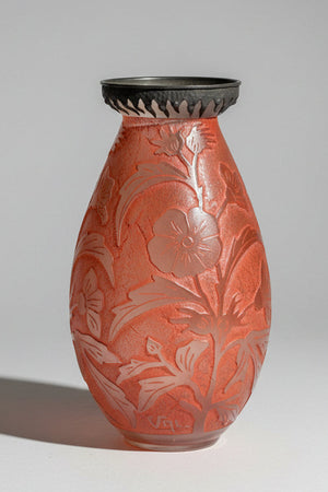 Verreries d’Art Lorrain VAL cameo glass vase – French art nouveau revival 18.5cm