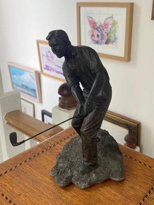 Vintage Bronze Effect Golfer Sculpture – Resin Golf Figurine Sportsman Statue 20th Century Collectible Gift