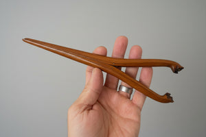 Victorian Wooden Glove Stretchers with Carved Dog Heads & Glass Eyes – Antique Sewing Collectible, Unique Gift for Her