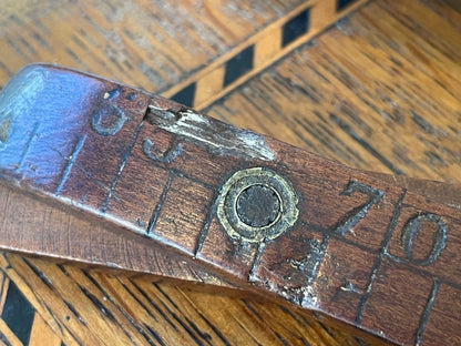Antique Folding Wooden Ruler with Brass Hinges