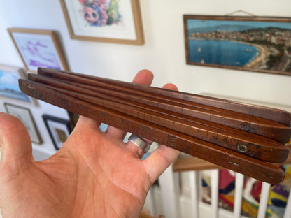 Antique Folding Wooden Ruler with Brass Hinges