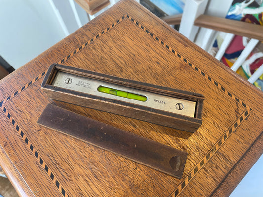 Vintage Rabone Spirit Level No.1394 – Made in England Precision Tool with Wooden Case – Mid 20th Century Carpenter Collectible