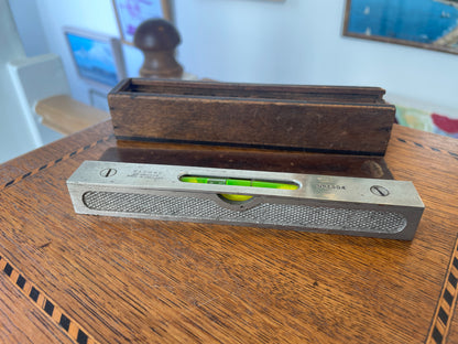 Vintage Rabone Spirit Level No.1394 – Made in England Precision Tool with Wooden Case – Mid 20th Century Carpenter Collectible