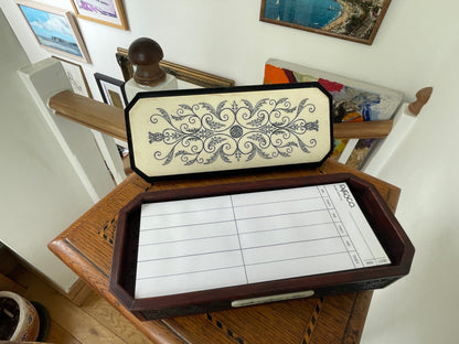 Carved Wooden Bridge Set Box with Cards & Score Pad – Genesco 2004 Games Night Gift