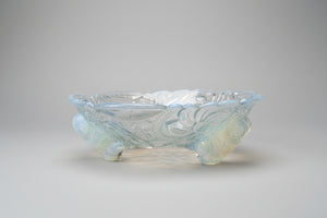 Art Deco Opalescent Glass Bowl by Samuel Reich, Czech 1930s, Three Elf Supports, Collectible Centrepiece