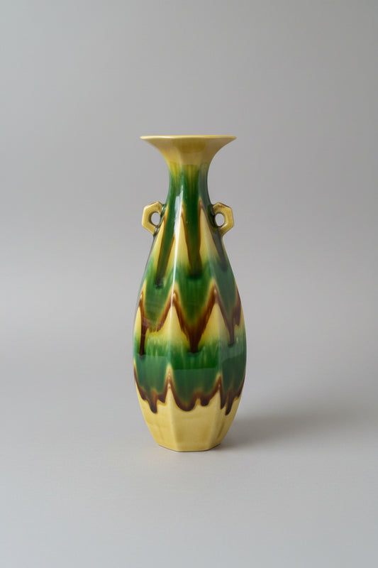 Vintage Japanese Studio Pottery Vase with Drip Glaze, NTC Label, Original Signed Tomobako Box, 24cm Mid Century Home Decor