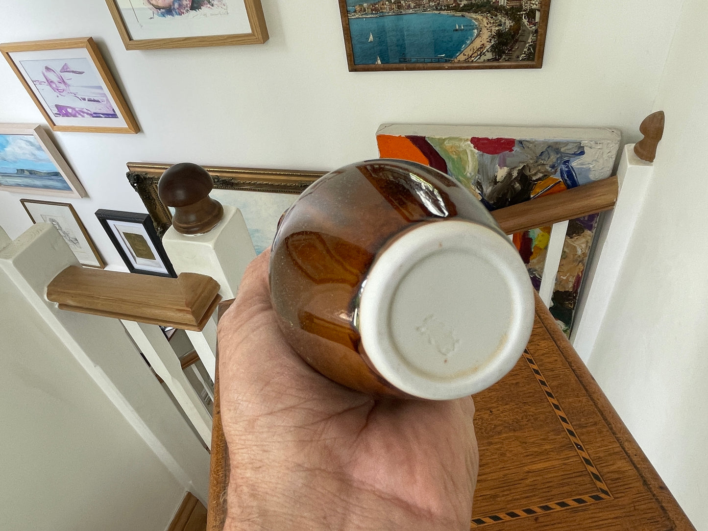 Vintage Japanese Studio Pottery Vase with Signed Wooden Box, 22cm Tall Glazed Art Pottery, Mid-Century Mingei Style
