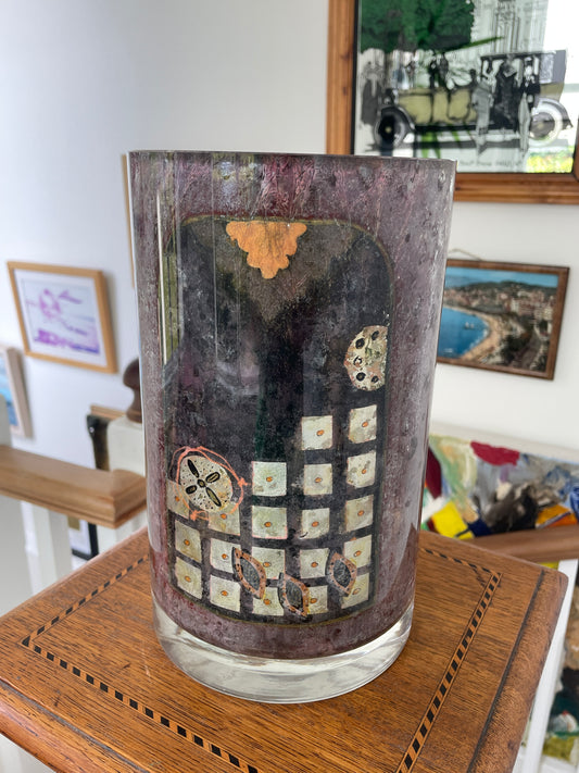 Susan Ward Limited Edition Crystal Art Cylinder Vase – 25cm Decorative Glass with Box – American Express Commission