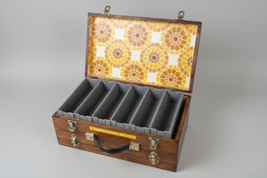 Vintage Wooden 35mm Slide Storage Case with Retro Floral Lining, Holds Colour Slides, Mid Century Photography Box 38x23x15cm