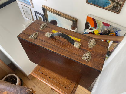 Vintage Wooden 35mm Slide Storage Case with Retro Floral Lining, Holds Colour Slides, Mid Century Photography Box 38x23x15cm