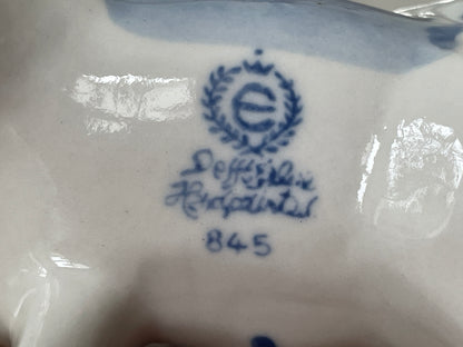 Vintage Handpainted Delft Blue Cow Creamer Jug – Dutch Ceramic Milk Pitcher with Windmill Scene & Floral Design 1960s