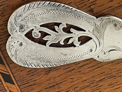 Antique Sheffield Silver Plated Serving Spoon 23.5cm, F H EPNS, Edwardian Pierced Handle Tableware, Vintage Large Spoon