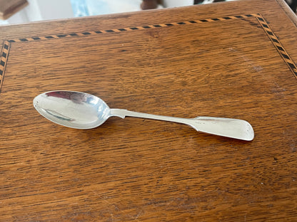 Antique Victorian Sterling Silver Teaspoon, Birmingham 1885, Hilliard & Thomason, Hallmarked Fiddle Pattern Collectible